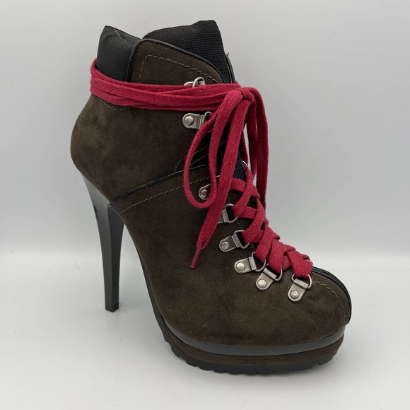 Target Xhilaration Stiletto Platform Boots size 9 Brown Red Utility Streetwear - Picture 1 of 12